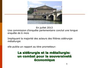 métallurgie: les 26 mesures de la commission parlementaire