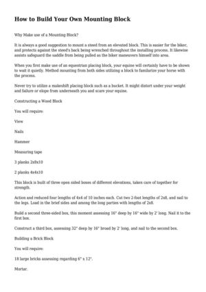 How to Build Your Own Mounting Block