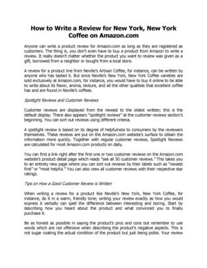 How to Write a Review for New York, New York Coffee on Amazon.com Alabama