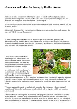 Container and Urban Gardening by Heather Aveson