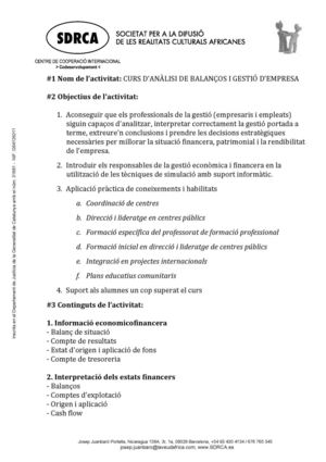 Fitxa GenCat Anàlisi de balanços i gestió d'empresa