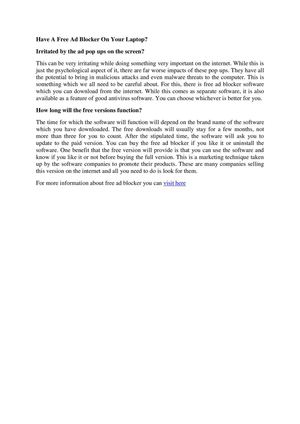 Have A Free Ad Blocker On Your Laptop? 