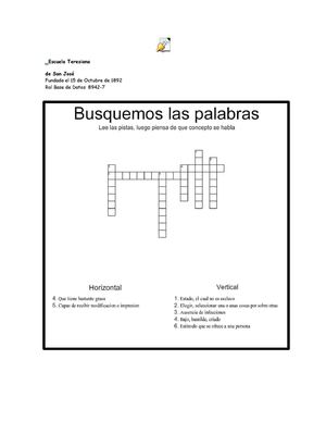 crucigrama, léxico semana 2