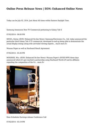 Online Press Release News | EON: Enhanced Online News