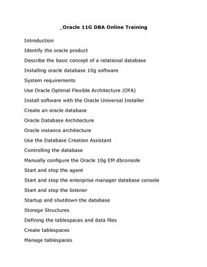 Oracle 11G DBA Online Training