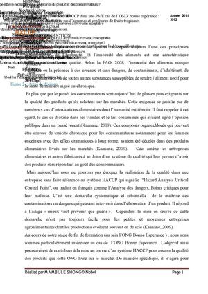 mise en place d'un plan HACCP