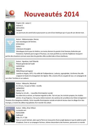 Nouveautés médiathèque de Gournay-en-Bray 2014