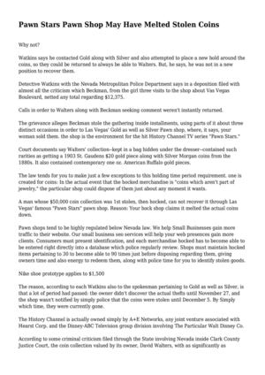 Pawn Stars Pawn Shop May Have Melted Stolen Coins