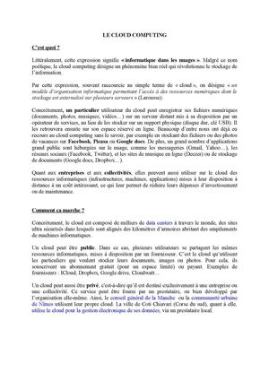 Synthèse Cloud computing