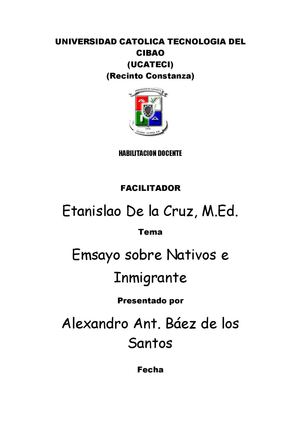 Ensayo Nativos e Inmigrantes
