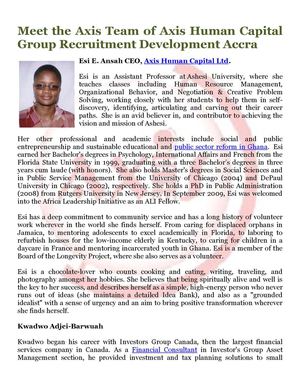 Meet the Axis Team of Axis Human Capital Group Recruitment Development Accra