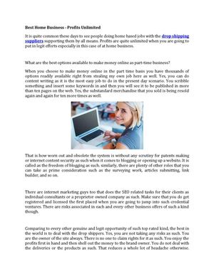 Best Home Business - Profits Unlimited