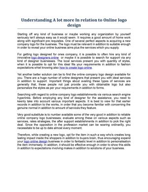 Understanding A lot more In relation to Online logo design