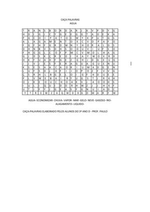 CAÇA-PALAVRAS ÁGUA