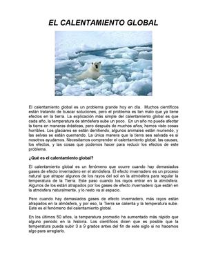 INFORMACIÓN ACERCA DEL CALENTAMIENTO GLOBAL
