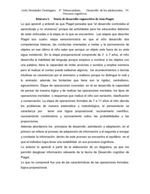 Bitácora 5: Teoría del desarrollo cognitivo de Piaget