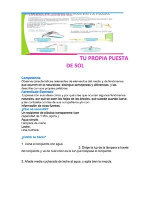 TU PROPIA PUESTA DE SOL experimento