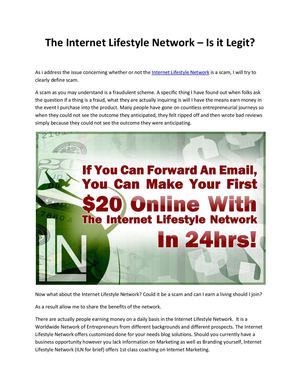 The Internet Lifestyle Network - Is it Legit?