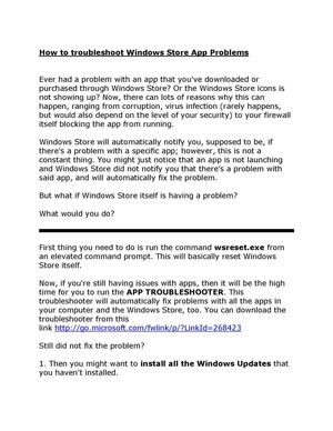 How to troubleshoot Windows Store App Problems