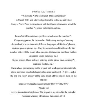 ACTIVITATI  PENTRU  PROIECTUL PI in RO si in EN
