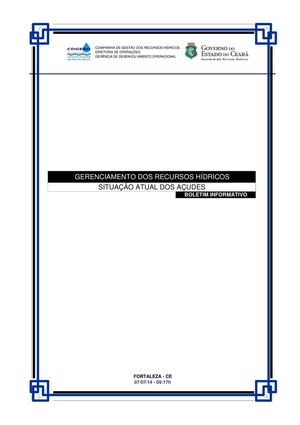 Boletim detalhado dos Açudes Cogerh - 07/07/2014