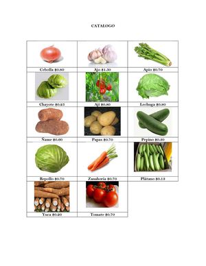 Catalogo Distribuidora de Verduras W.V.