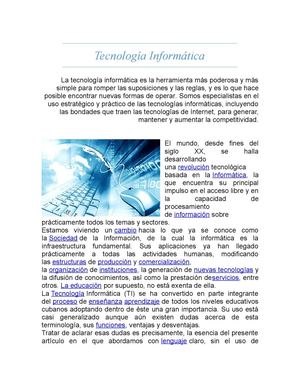 LA TECNOLOGÍA Y LA INFORMÁTICA 