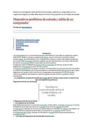 perifericos de entrada y salida de pc