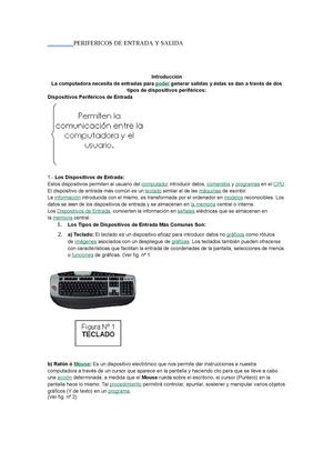 Perifericos de entrada y salida de un computador