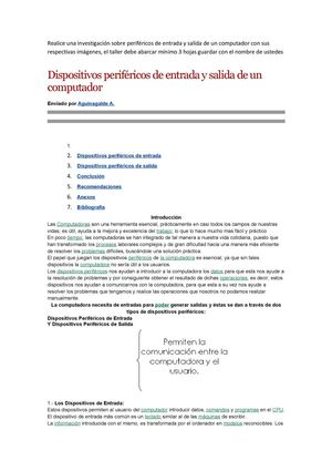 perifericos de entrada y salida de un computador