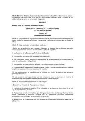 Ley para el ejercicio de las profesiones en el Estado de Jalisco