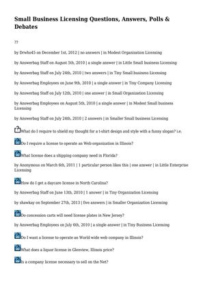 Small Business Licensing Questions, Answers, Polls & Debates