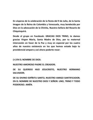 ORACIÓN A SANTA MARÍA DE LA PAZ - GRACIAS DIOS TRINO