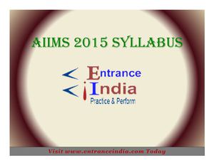 AIIMS Syllabus by entranceindia