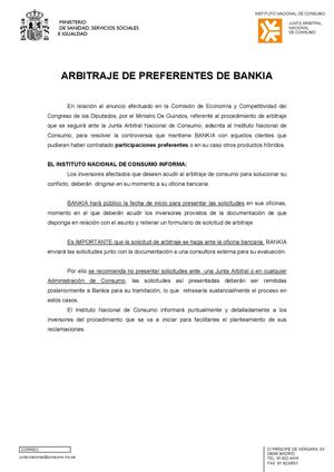 Arbitraje de las Prefetentes de Bankia - Mayo 2013