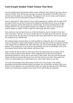 Cool Scorpio Symbol Tribal Tattoos That Rock