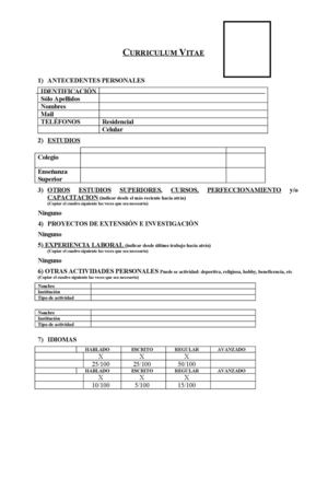 Modelo curriculum vitae