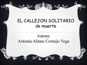 EL CALLEJÓN SOLITARIO