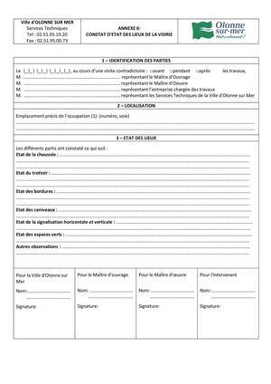 Annexe 6 - Constat d'état des lieux de la voirie