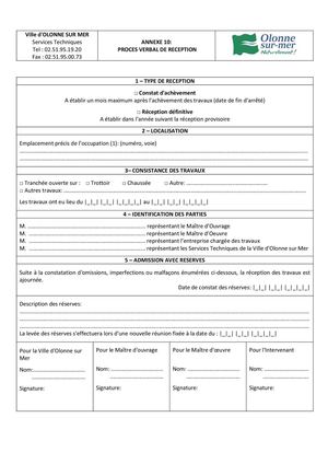 Annexe 10 - Pv réception