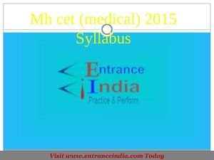 MH CET Medical Syllabus by Entranceindia