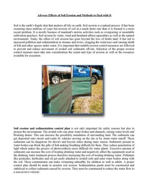 Adverse Effects of Soil Erosion and Methods to Deal with It