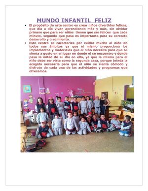 ACTIVIDADES DEL CENTRO EDUCATIVO "MUNDO FELIZ Y ALEGRE"