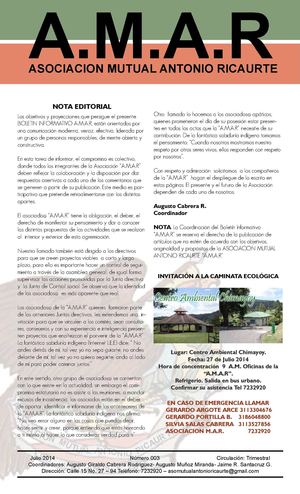 boletin informativo A.M.A.R Asociacion Mutual Antonio Ricaurte