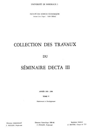 DECTA III : Endettement et Développement