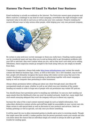 Harness The Power Of Email To Market Your Business