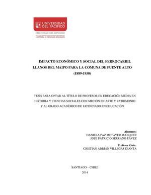 impacto económico y social del ferrocarril llanos del maipo para la comuna de puente alto (1889-1950)