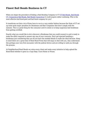 Finest Bail Bonds Business in CT