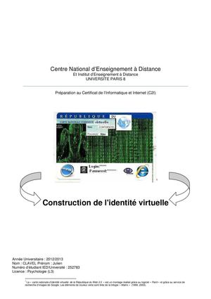 dossier construction de l'identité virtuelle