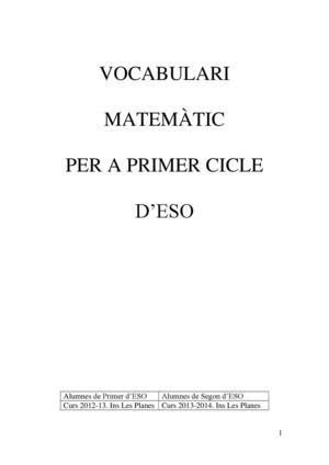 Vocabulari matemàtic per a primer cicle d'ESO